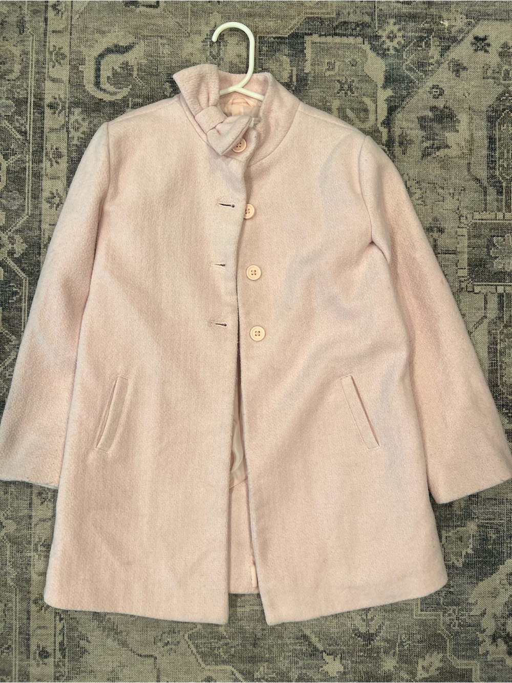 Janie & Jack Girls Light Pink Wool-Blend Stand Collar Coat